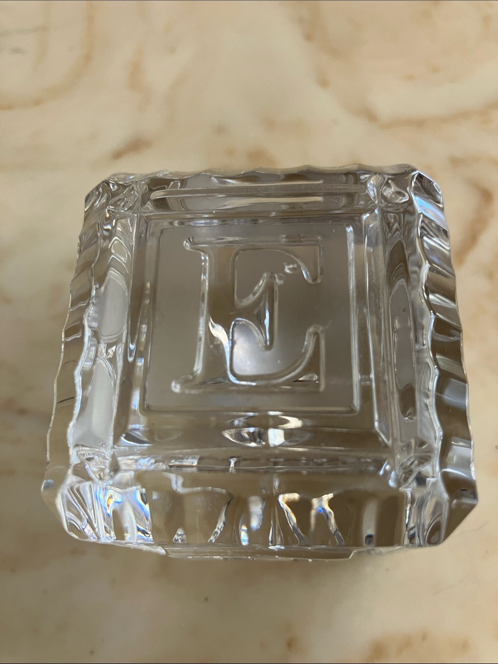 Waterford Crystal Clear Glass Baby Block
